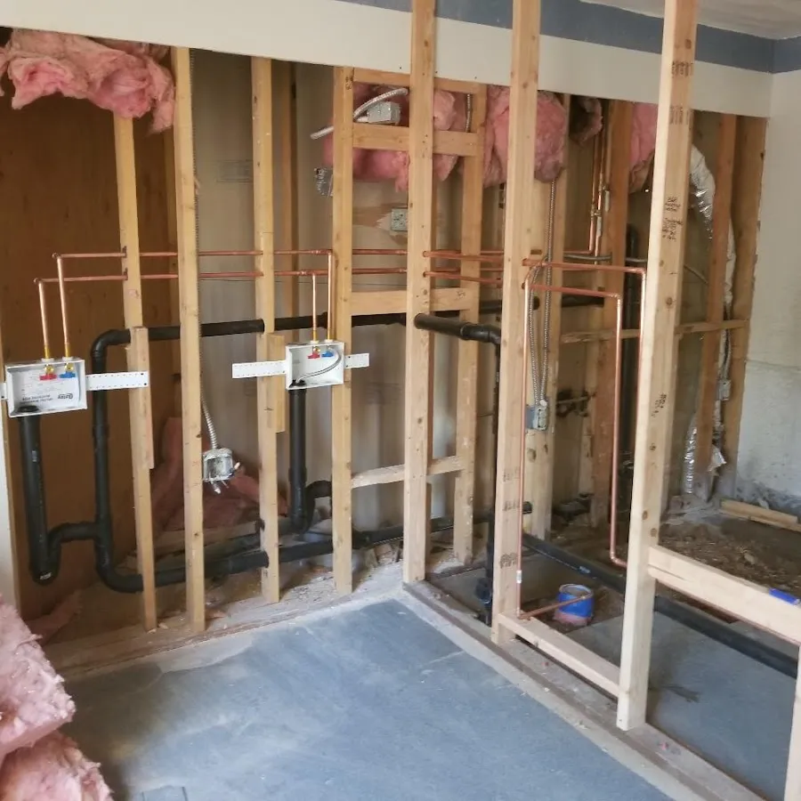 Copper pipe rough-in and plumbing installation in Bolton